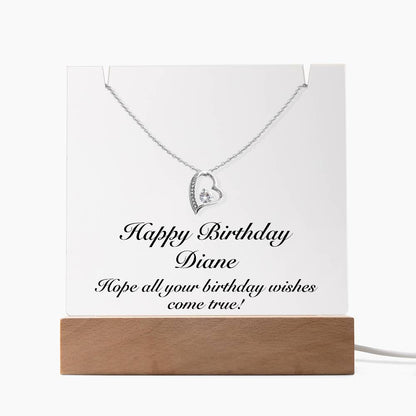 Happy Birthday Diane - Forever Love Necklace Keepsake Acrylic Bundle With LED Lights