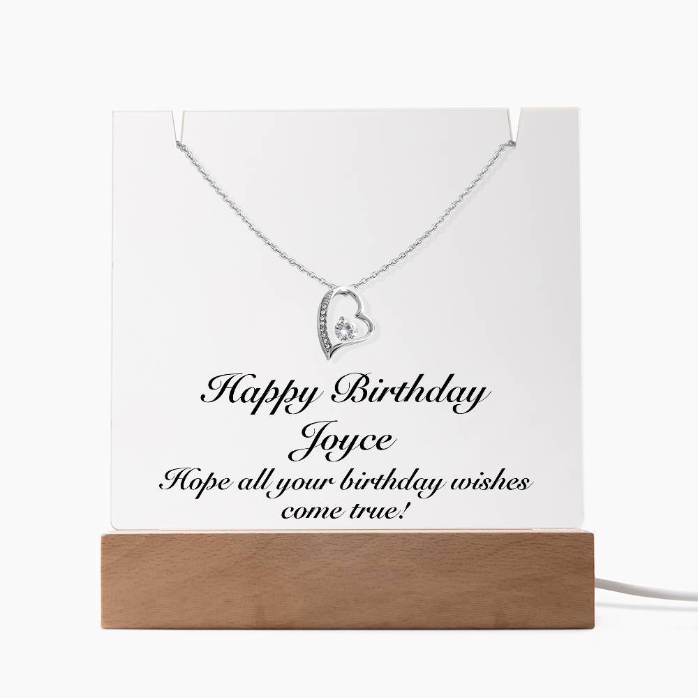 Happy Birthday Joyce - Forever Love Necklace Keepsake Acrylic Bundle With LED Lights