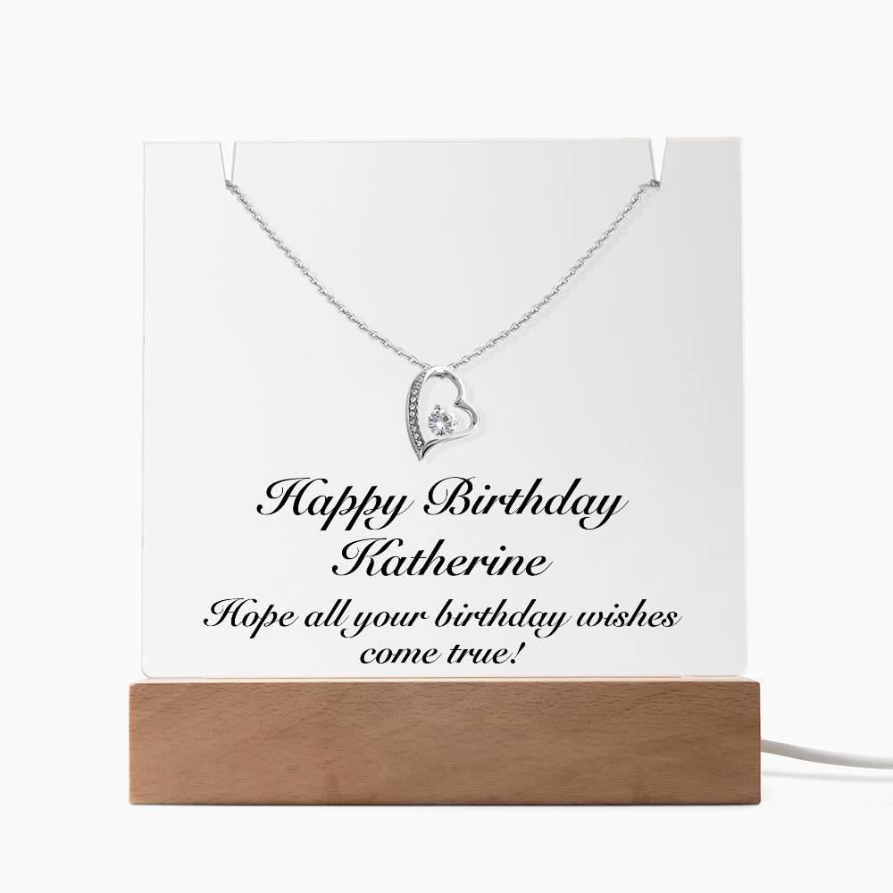 Happy Birthday Katherine - Forever Love Necklace Keepsake Acrylic Bundle With LED Lights
