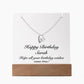 Happy Birthday Sarah - Forever Love Necklace Keepsake Acrylic Bundle With LED Lights
