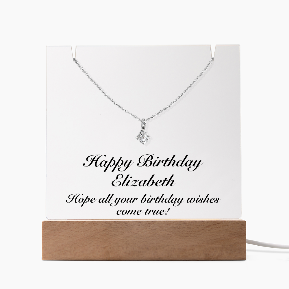 Happy Birthday Elizabeth - Alluring Beauty Necklace Keepsake Acrylic Bundle With LED Lights