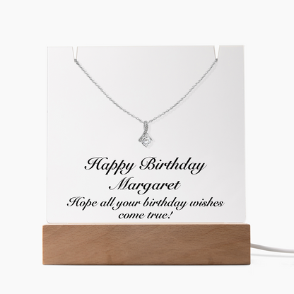 Happy Birthday Margaret - Alluring Beauty Necklace Keepsake Acrylic Bundle With LED Lights