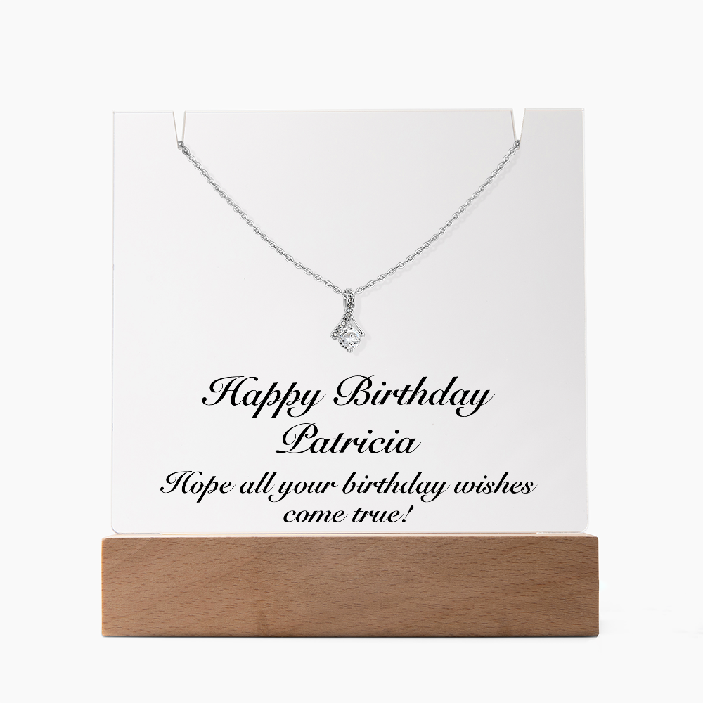 Happy Birthday Patricia - Alluring Beauty Necklace Keepsake Acrylic Bundle With LED Lights