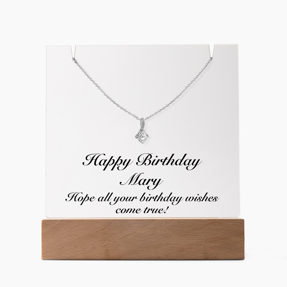 Happy Birthday Mary - Alluring Beauty Necklace Keepsake Acrylic Bundle With LED Lights