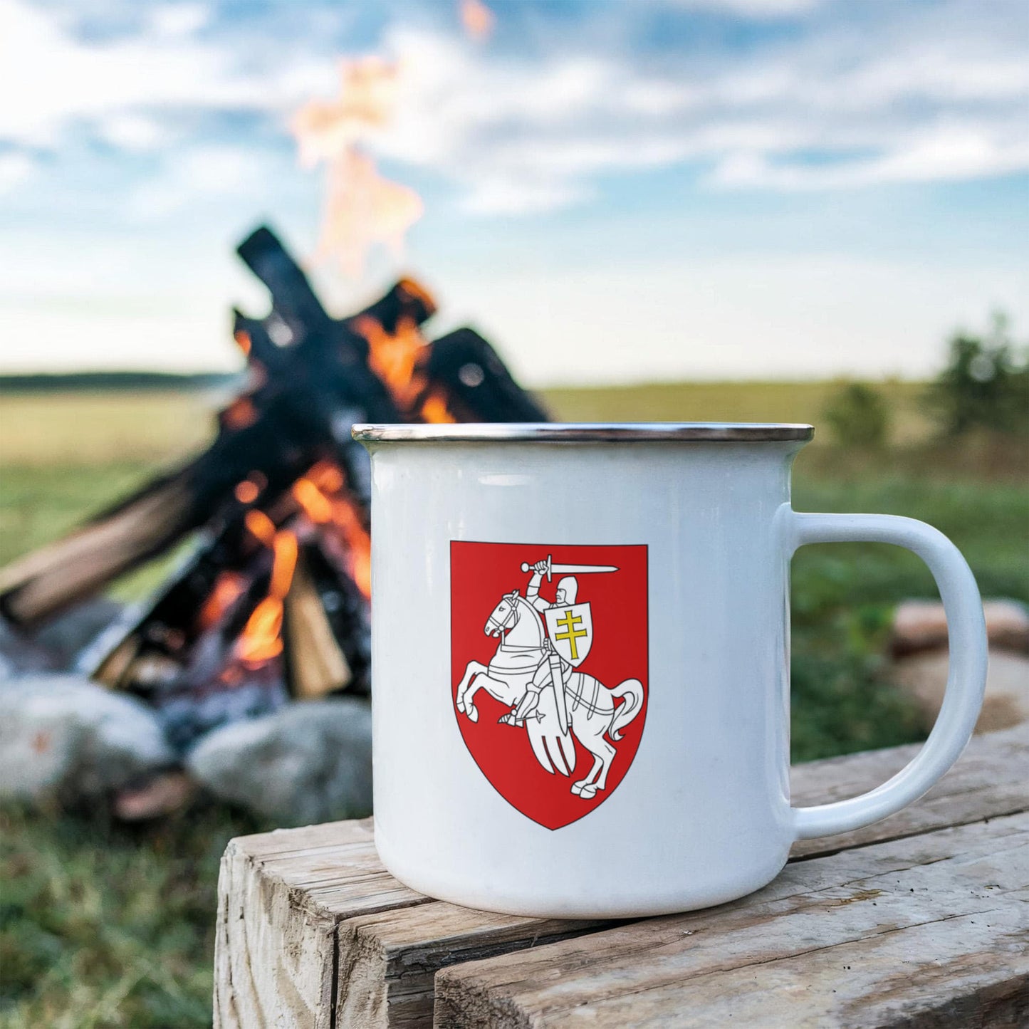 Pahonia (Belarus) - 12oz Enamel Camping Mug