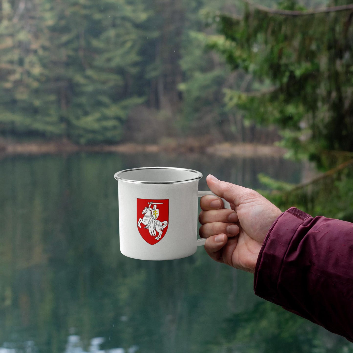Pahonia (Belarus) - 12oz Enamel Camping Mug