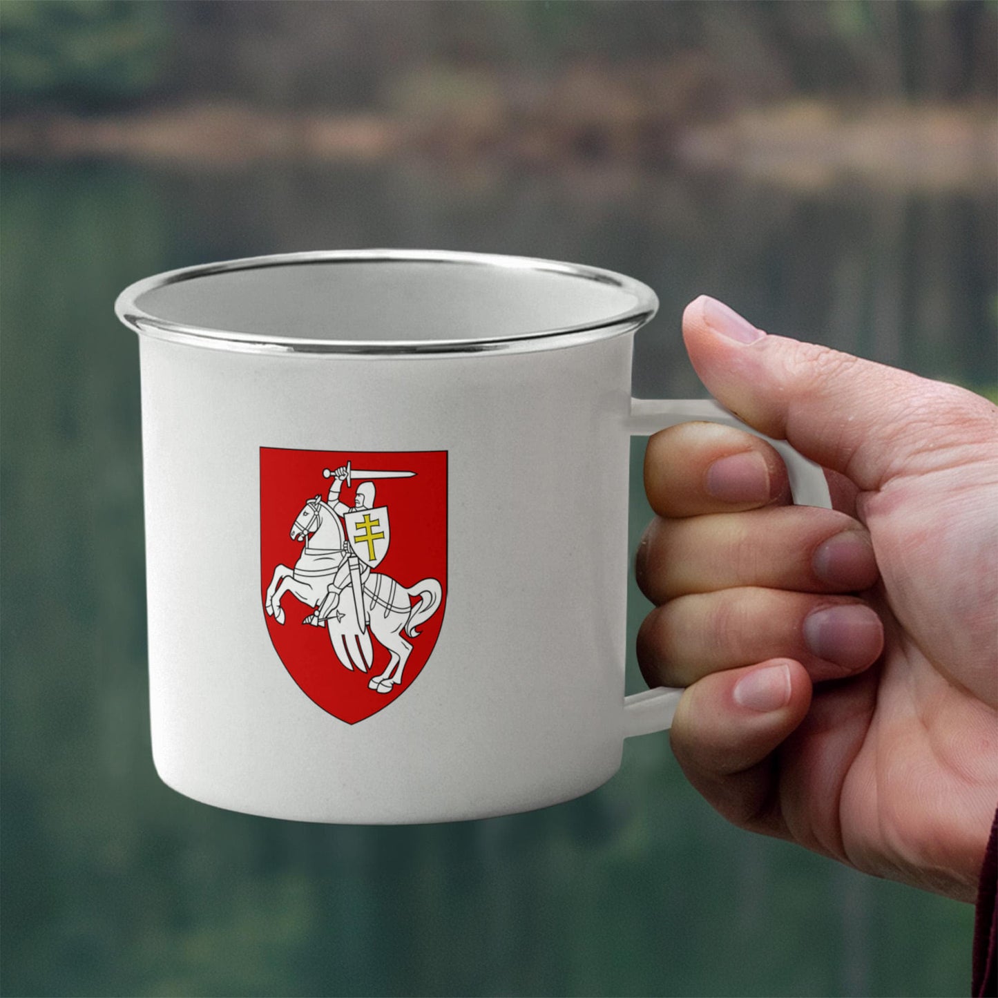 Pahonia (Belarus) - 12oz Enamel Camping Mug
