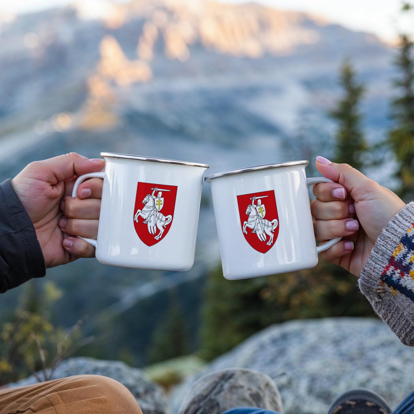 Pahonia (Belarus) - 12oz Enamel Camping Mug