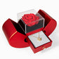 18K Yellow Gold Finish Love Knot Necklace With Red Heart Rose Gift Box