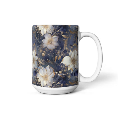 Nocturnal Bloom Pattern 010 - 15oz White Ceramic Mug