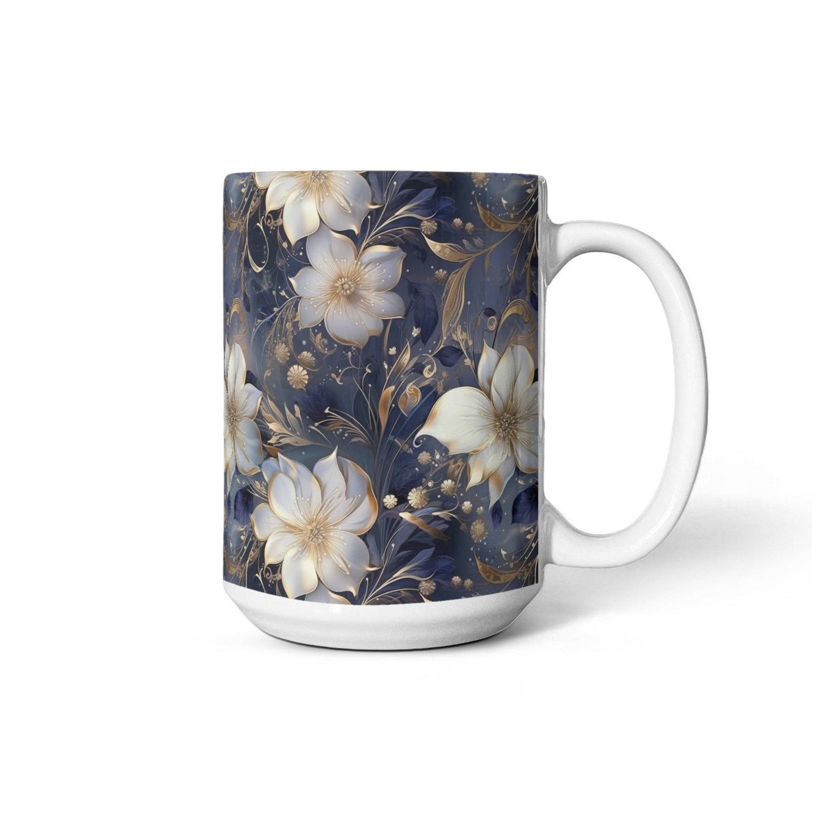 Nocturnal Bloom Pattern 010 - 15oz White Ceramic Mug