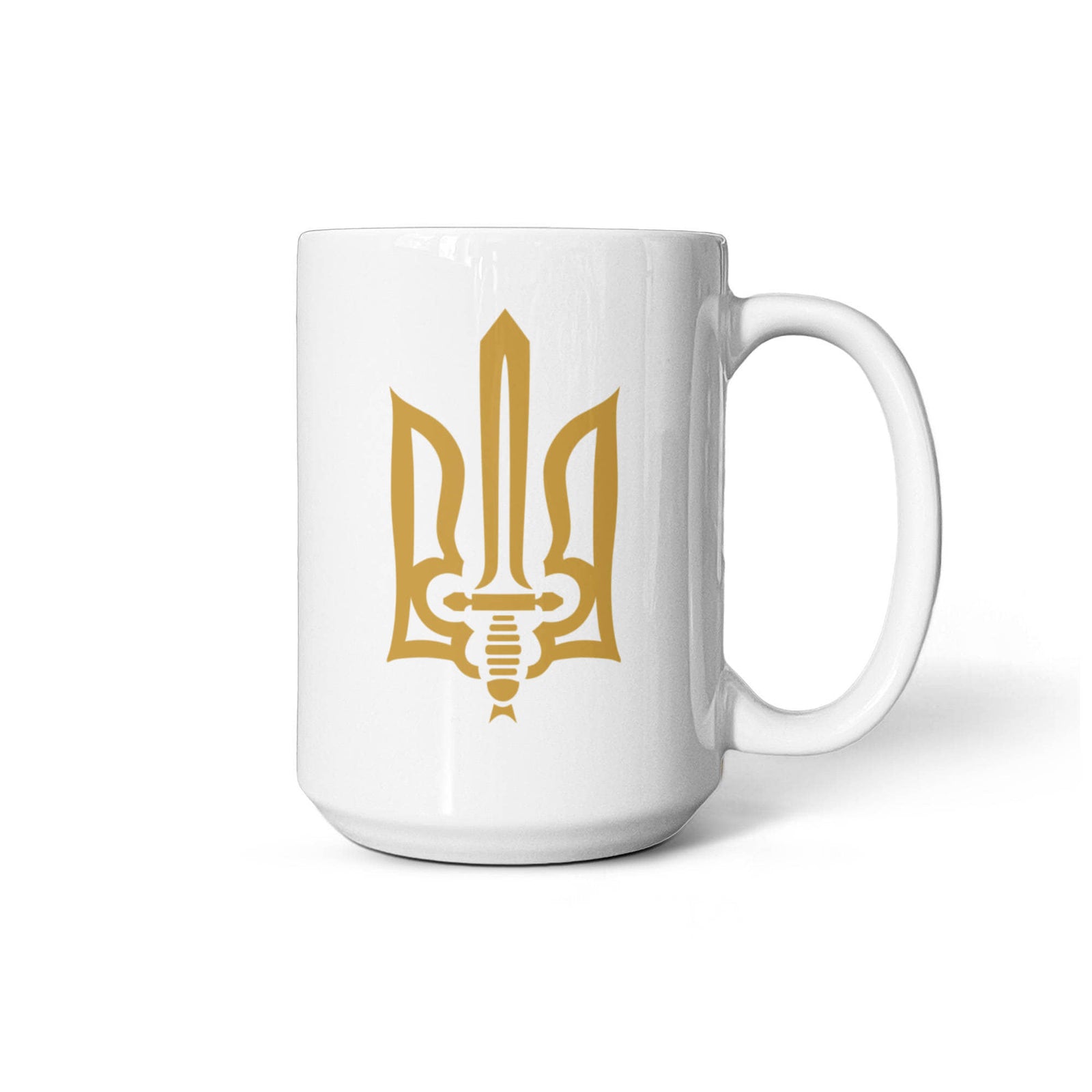 Stylized Tryzub (Gold) - 15oz White Ceramic Mug