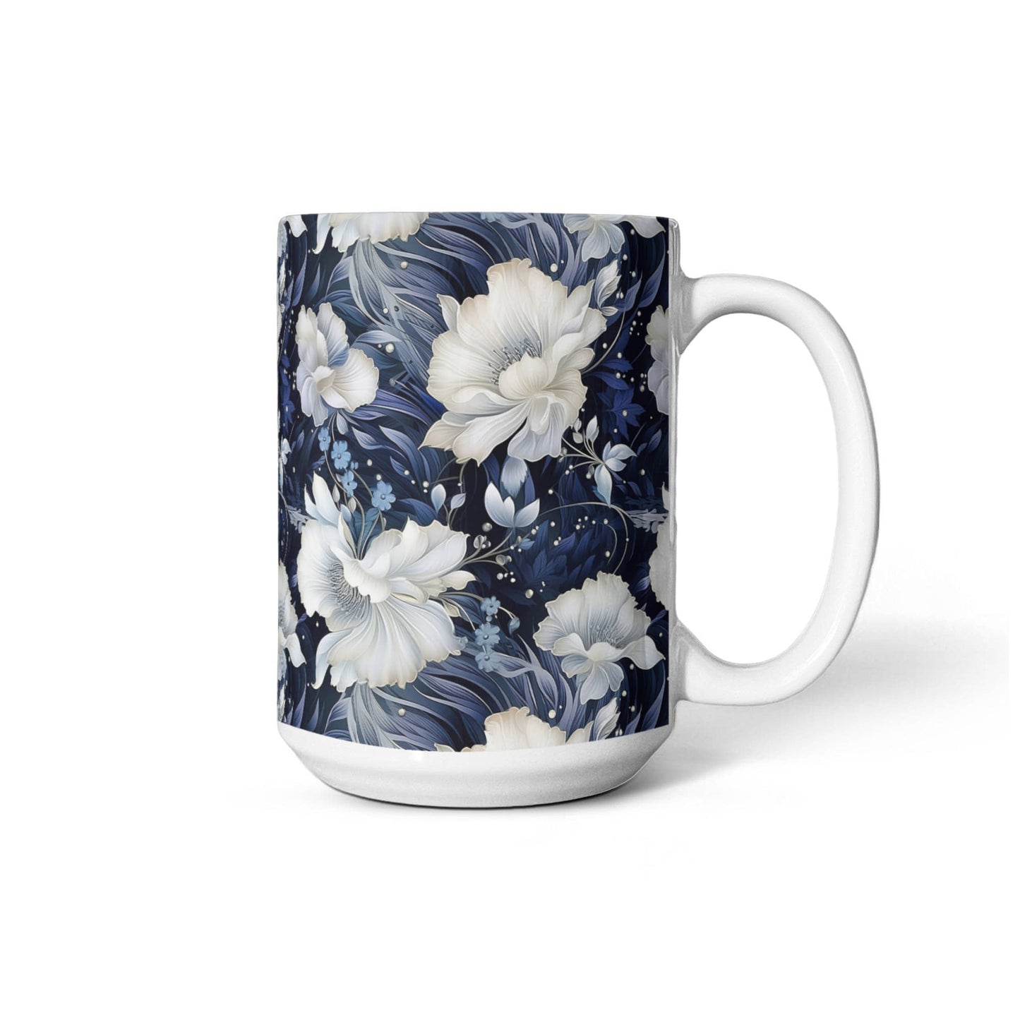 Nocturnal Bloom Pattern 007 - 15oz White Ceramic Mug
