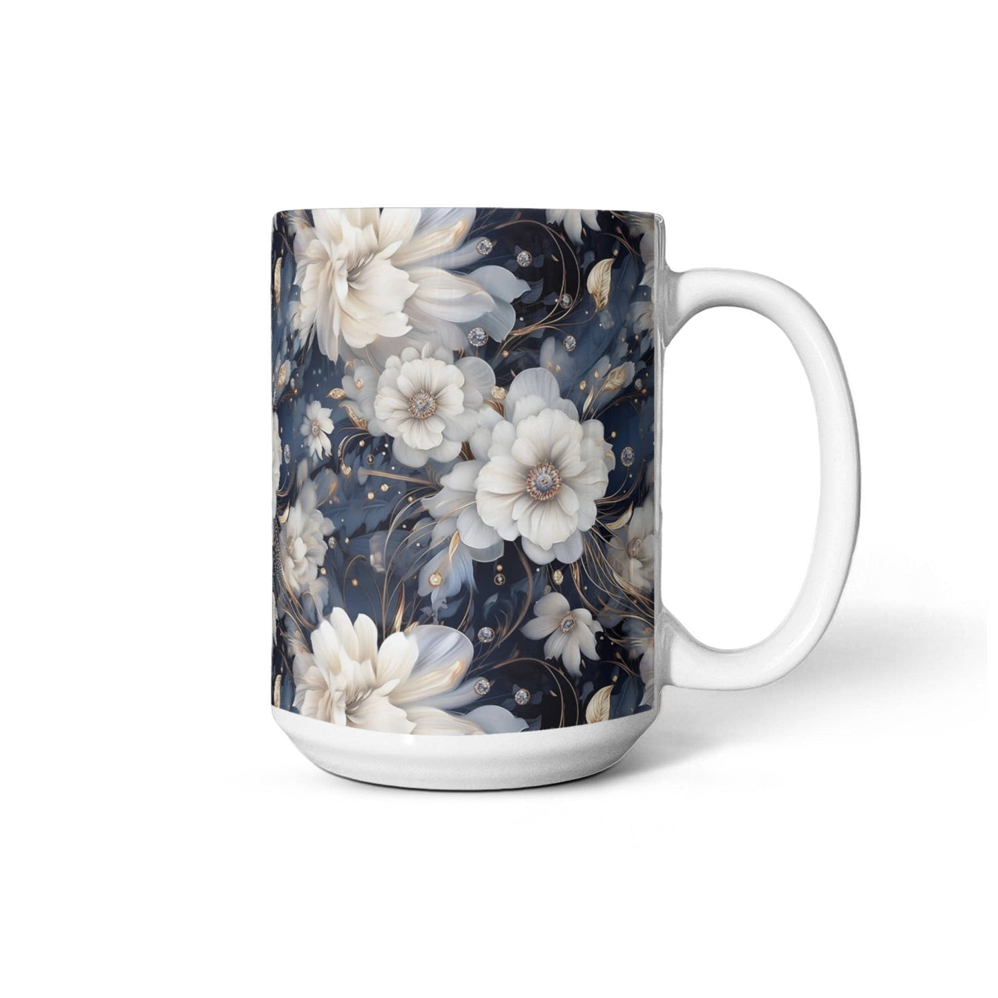 Nocturnal Bloom Pattern 002 - 15oz White Ceramic Mug