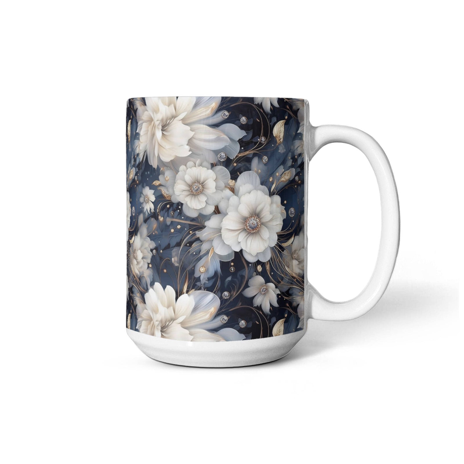 Nocturnal Bloom Pattern 002 - 15oz White Ceramic Mug