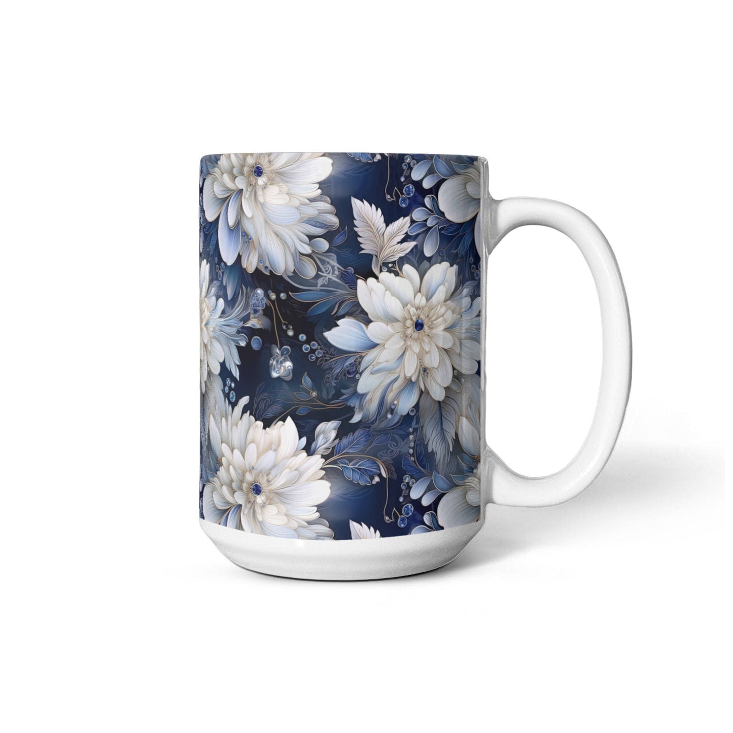 Nocturnal Bloom Pattern 009 - 15oz White Ceramic Mug