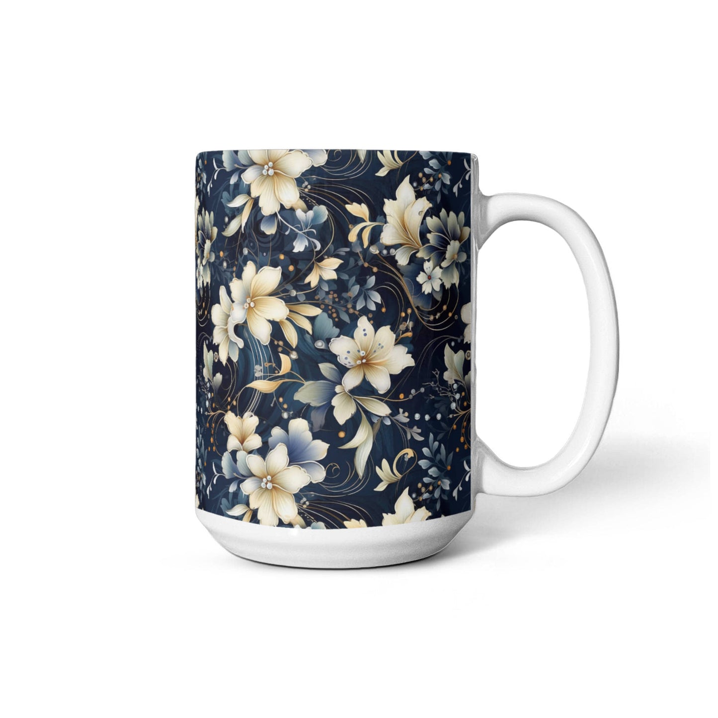 Nocturnal Bloom Pattern 006 - 15oz White Ceramic Mug