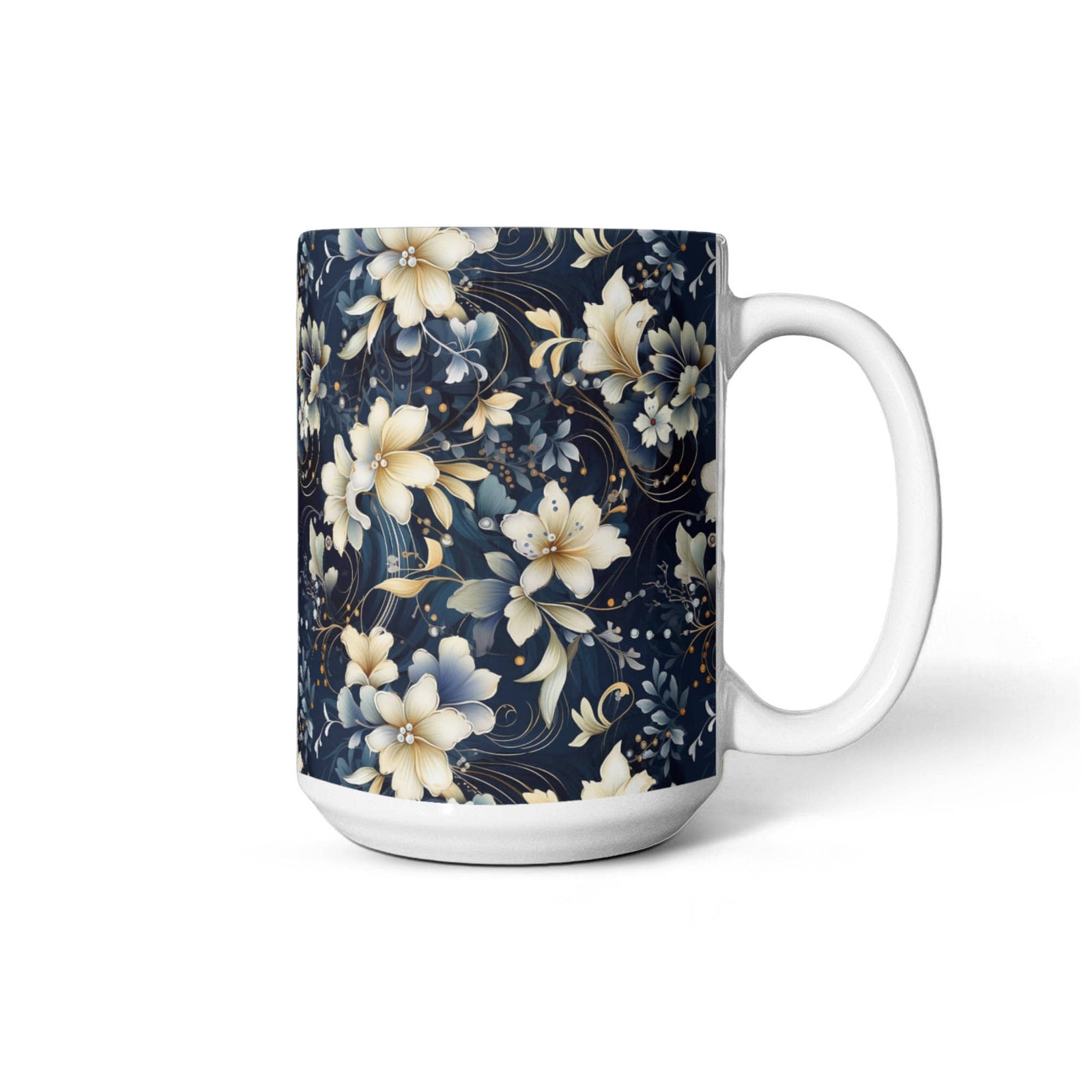 Nocturnal Bloom Pattern 006 - 15oz White Ceramic Mug