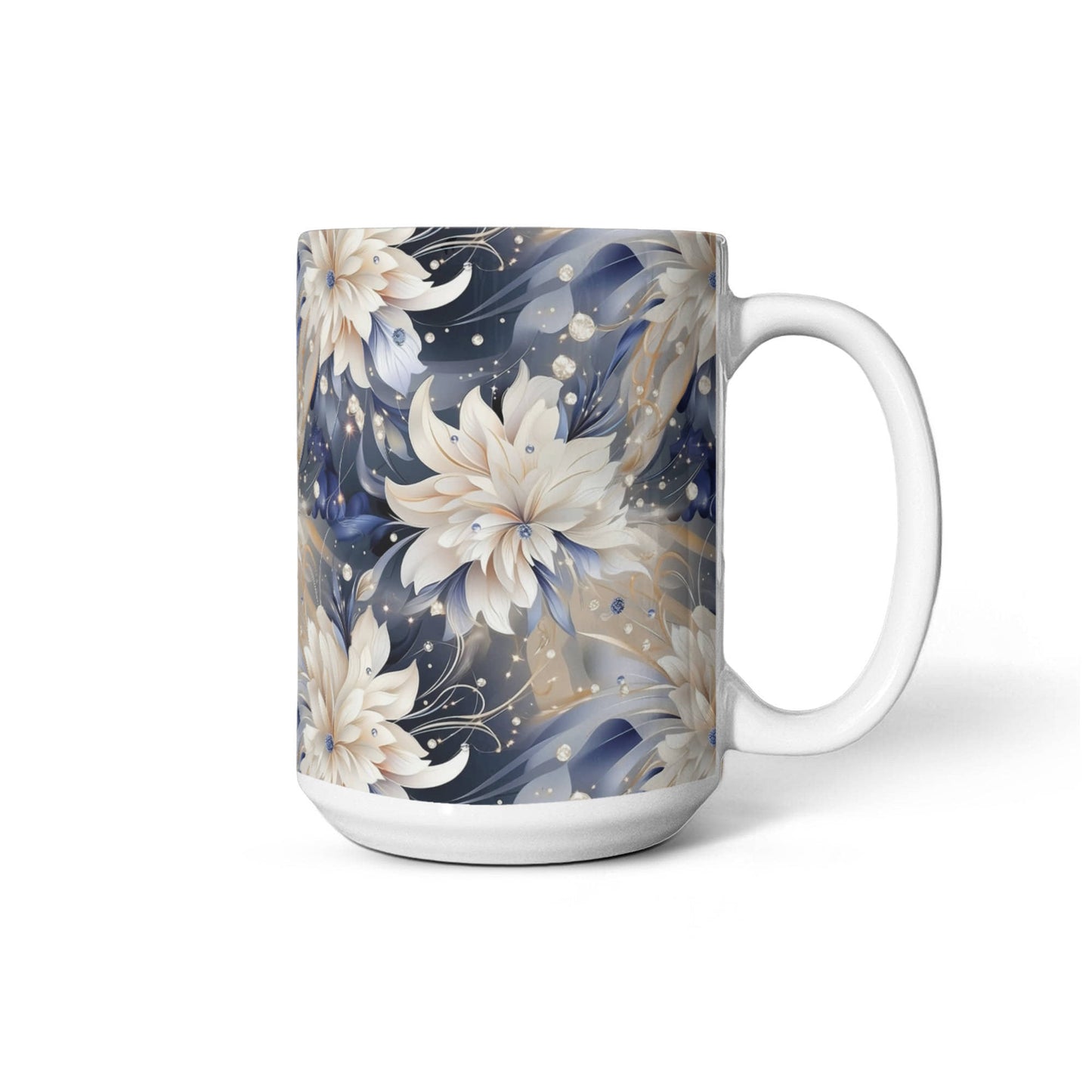 Nocturnal Bloom Pattern 003 - 15oz White Ceramic Mug