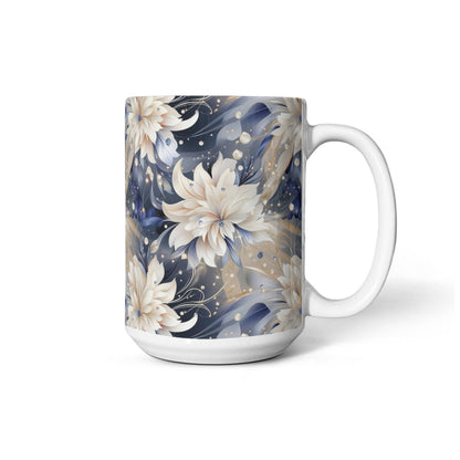 Nocturnal Bloom Pattern 003 - 15oz White Ceramic Mug
