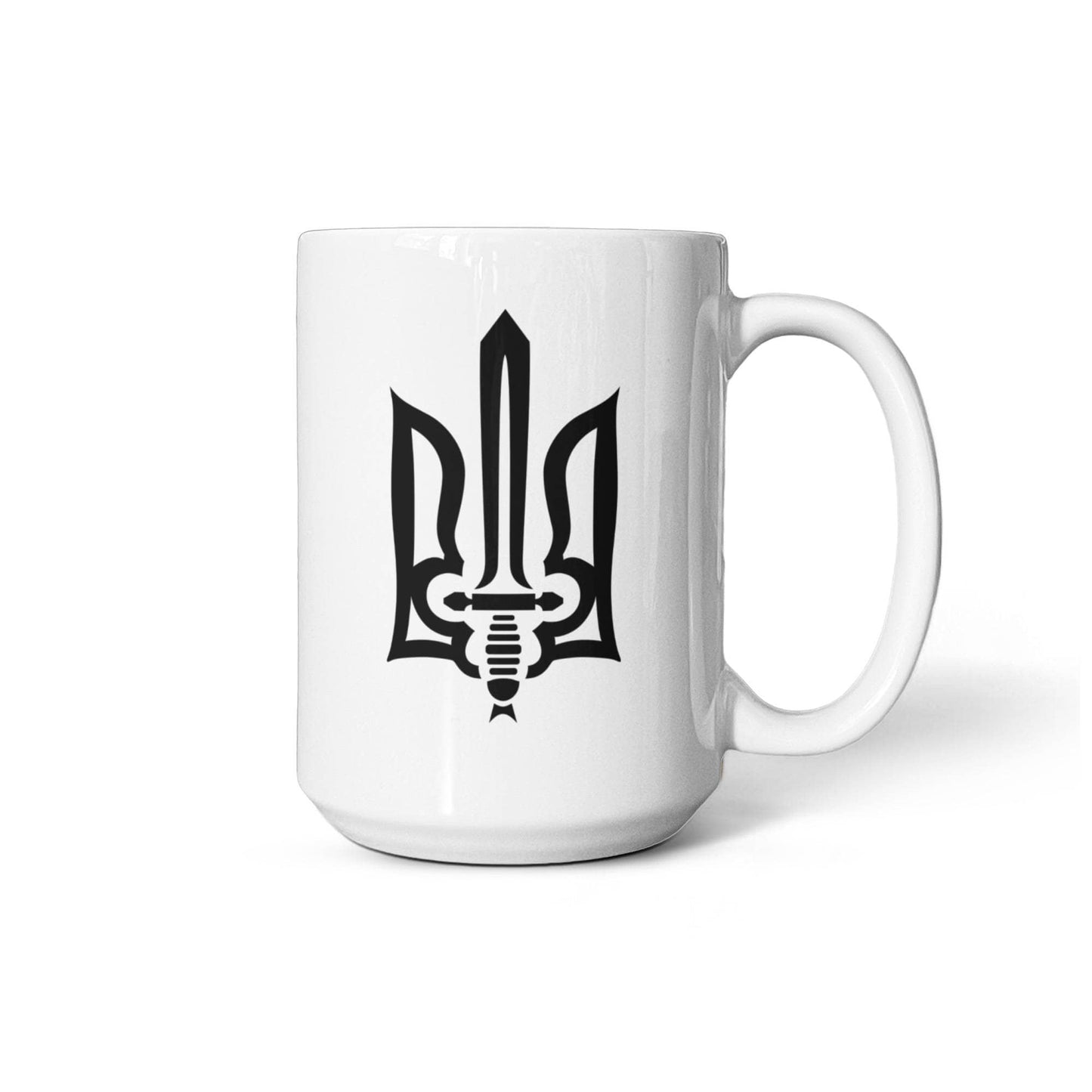 Stylized Tryzub (Black) - 15oz White Ceramic Mug