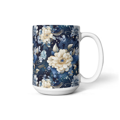 Nocturnal Bloom Pattern 001 - 15oz White Ceramic Mug