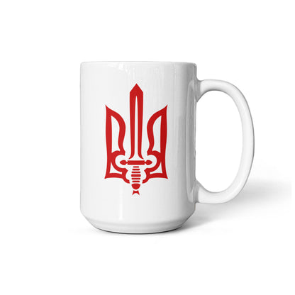 Stylized Tryzub (Red) - 15oz White Ceramic Mug