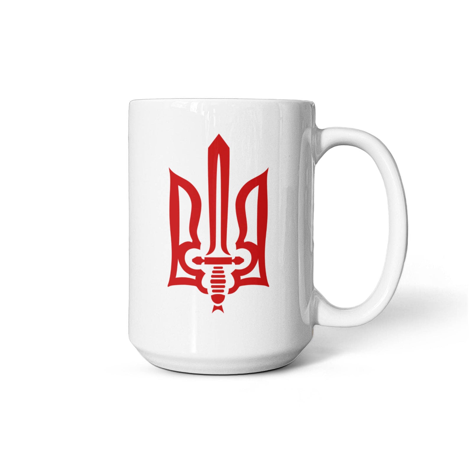 Stylized Tryzub (Red) - 15oz White Ceramic Mug