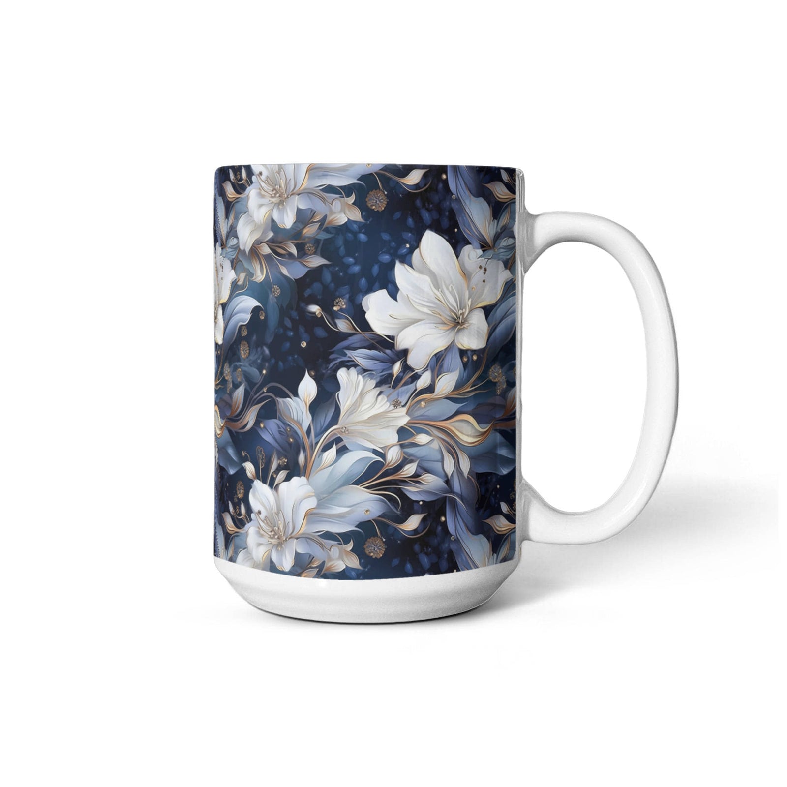 Nocturnal Bloom Pattern 005 - 15oz White Ceramic Mug