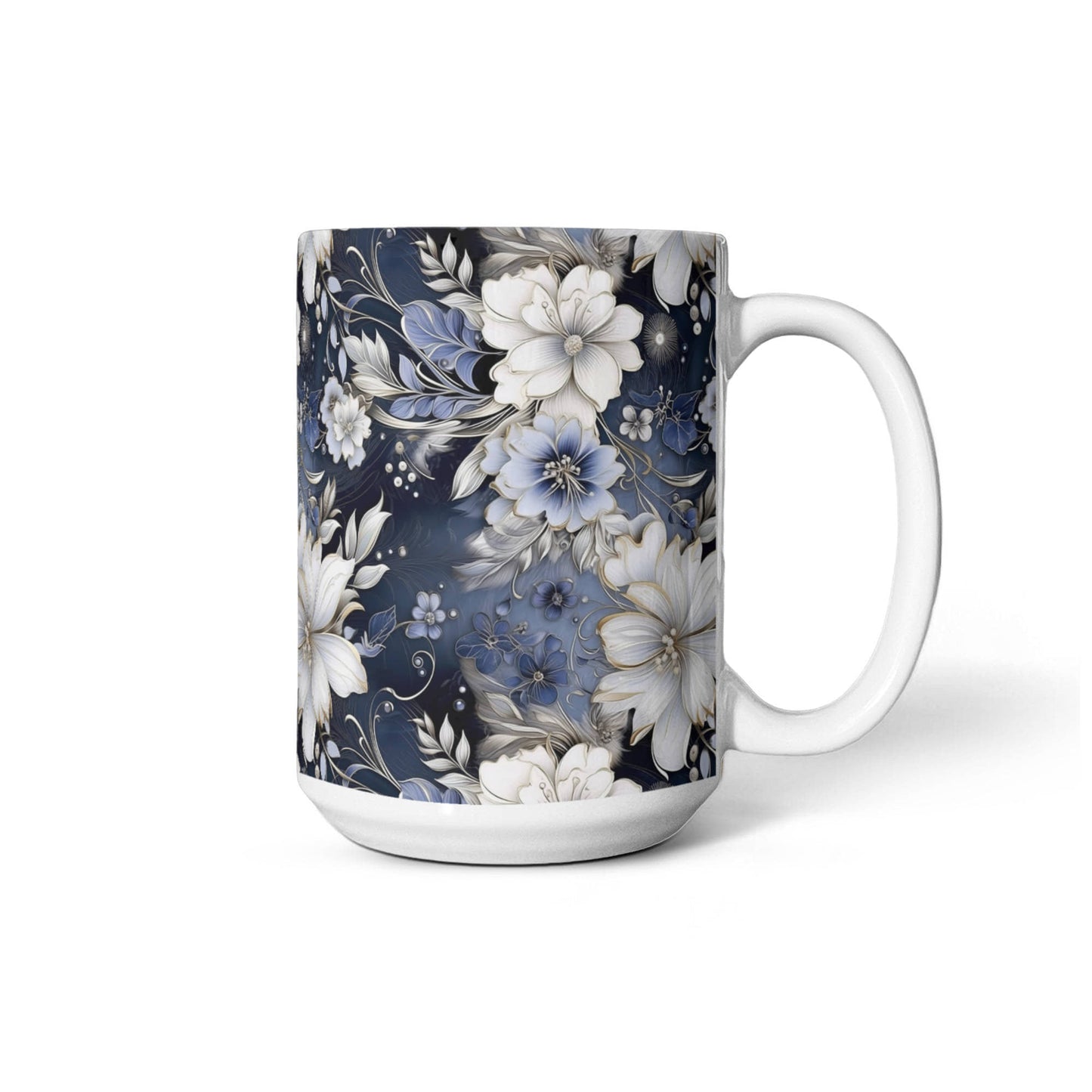 Nocturnal Bloom Pattern 012 - 15oz White Ceramic Mug