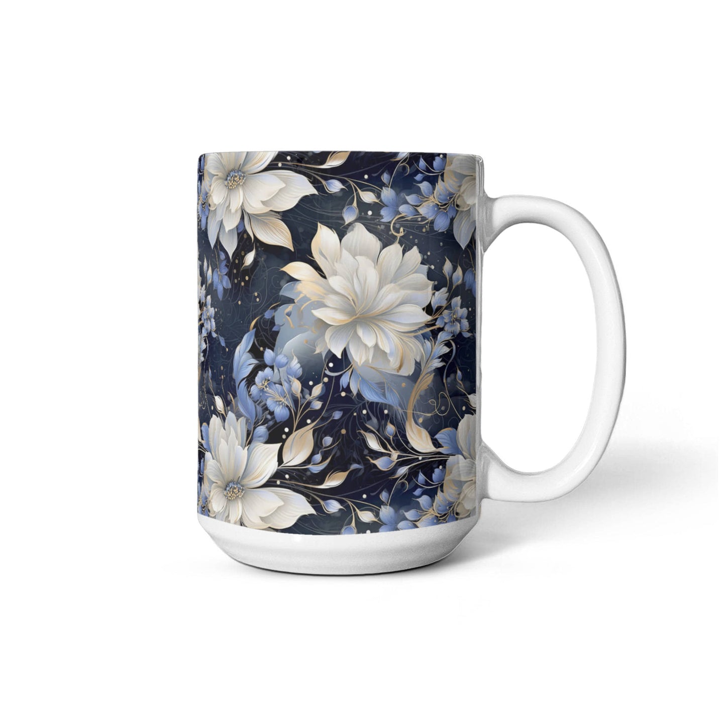 Nocturnal Bloom Pattern 008 - 15oz White Ceramic Mug