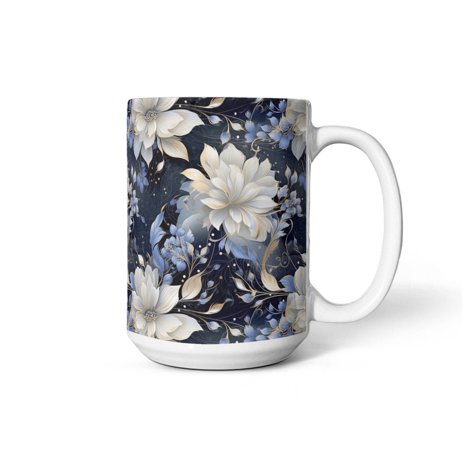 Nocturnal Bloom Pattern 008 - 15oz White Ceramic Mug