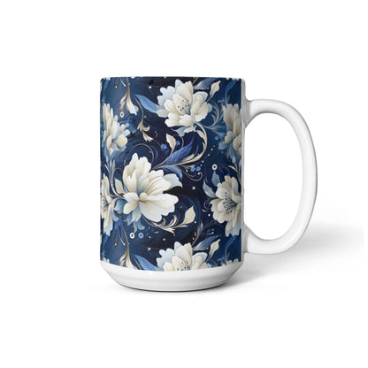 Nocturnal Bloom Pattern 011 - 15oz White Ceramic Mug