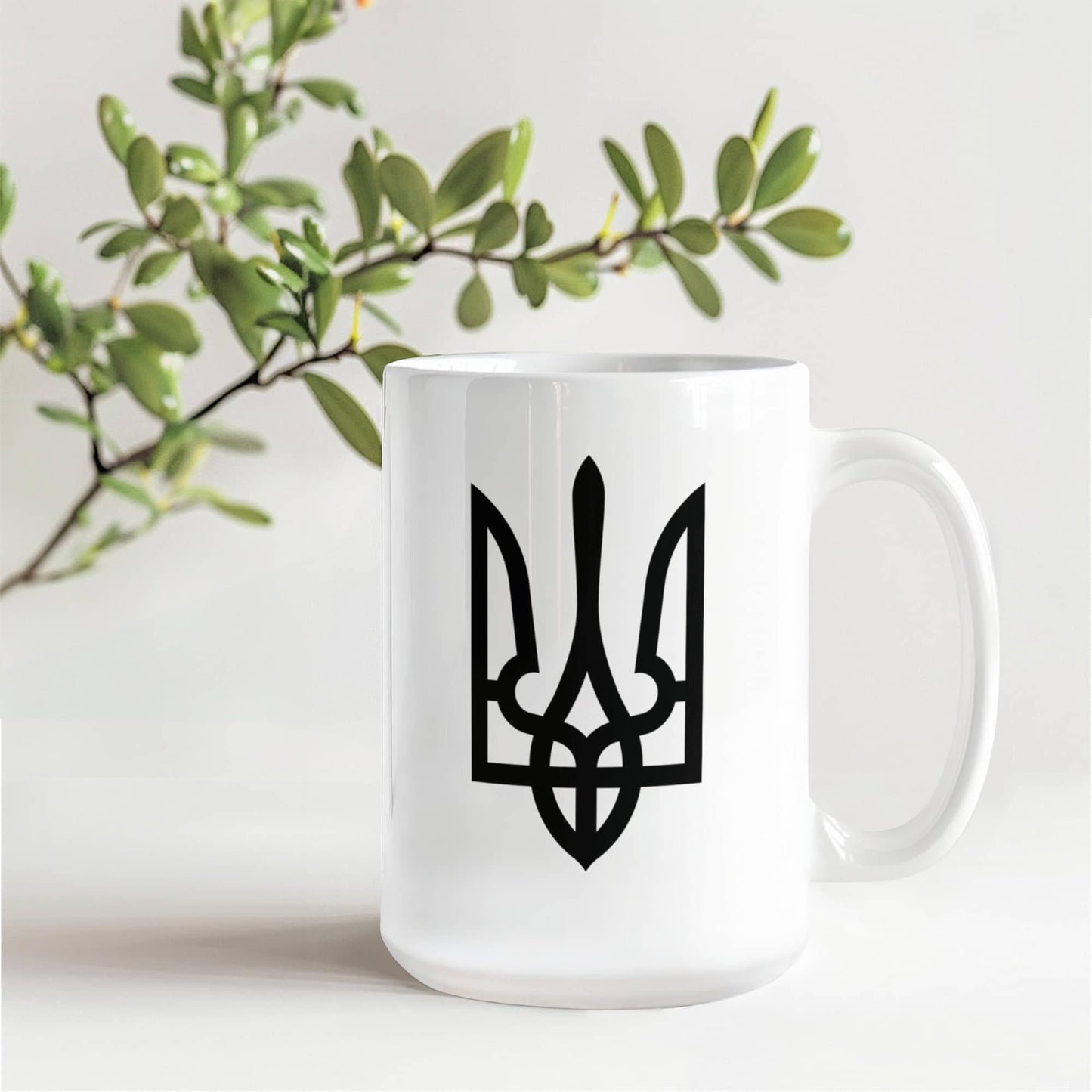Tryzub (Black) - 15oz White Ceramic Mug