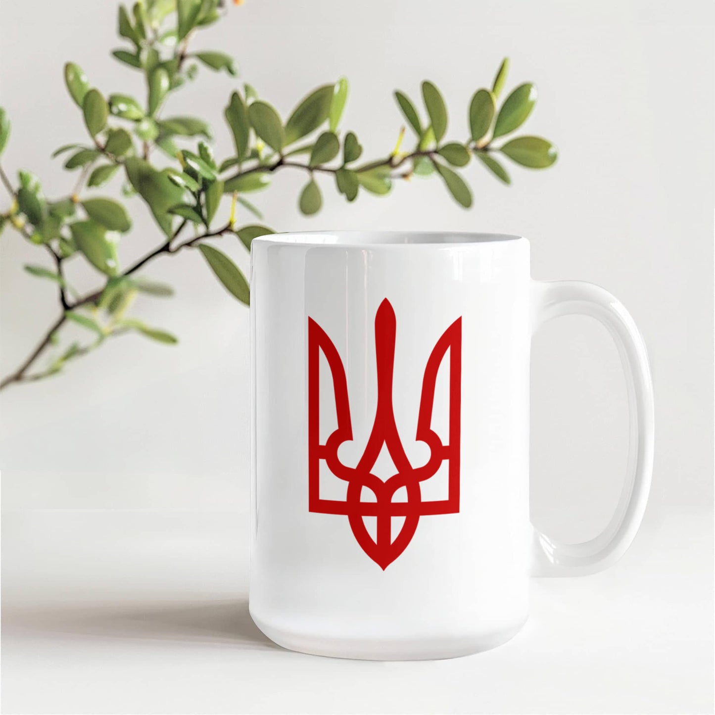 Tryzub (Red) - 15oz White Ceramic Mug