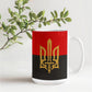 Stylized Tryzub And Red-Black Flag - 15oz White Ceramic Mug