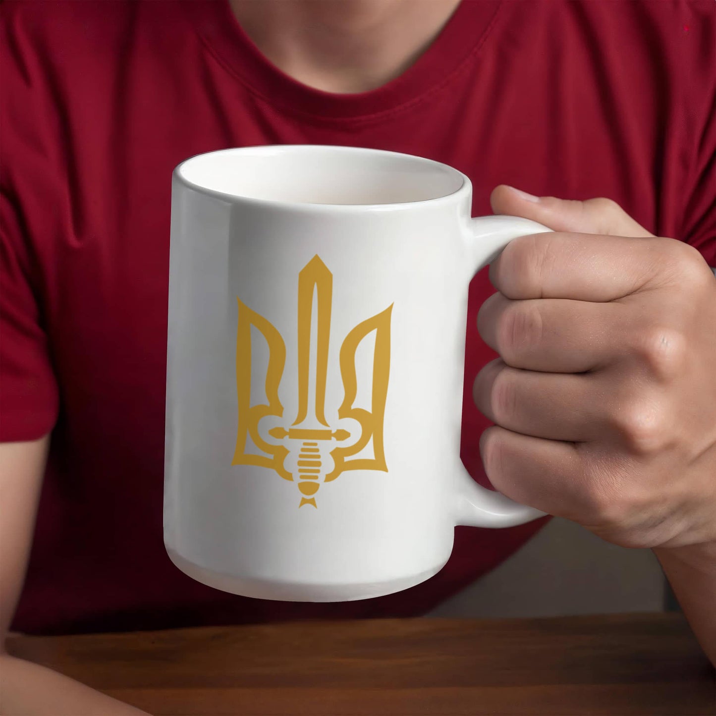 Stylized Tryzub (Gold) - 15oz White Ceramic Mug
