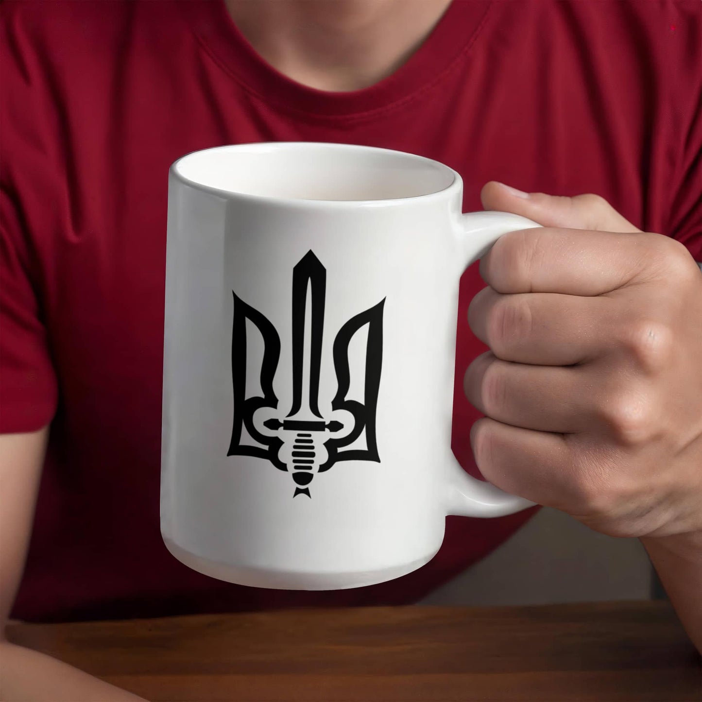 Stylized Tryzub (Black) - 15oz White Ceramic Mug