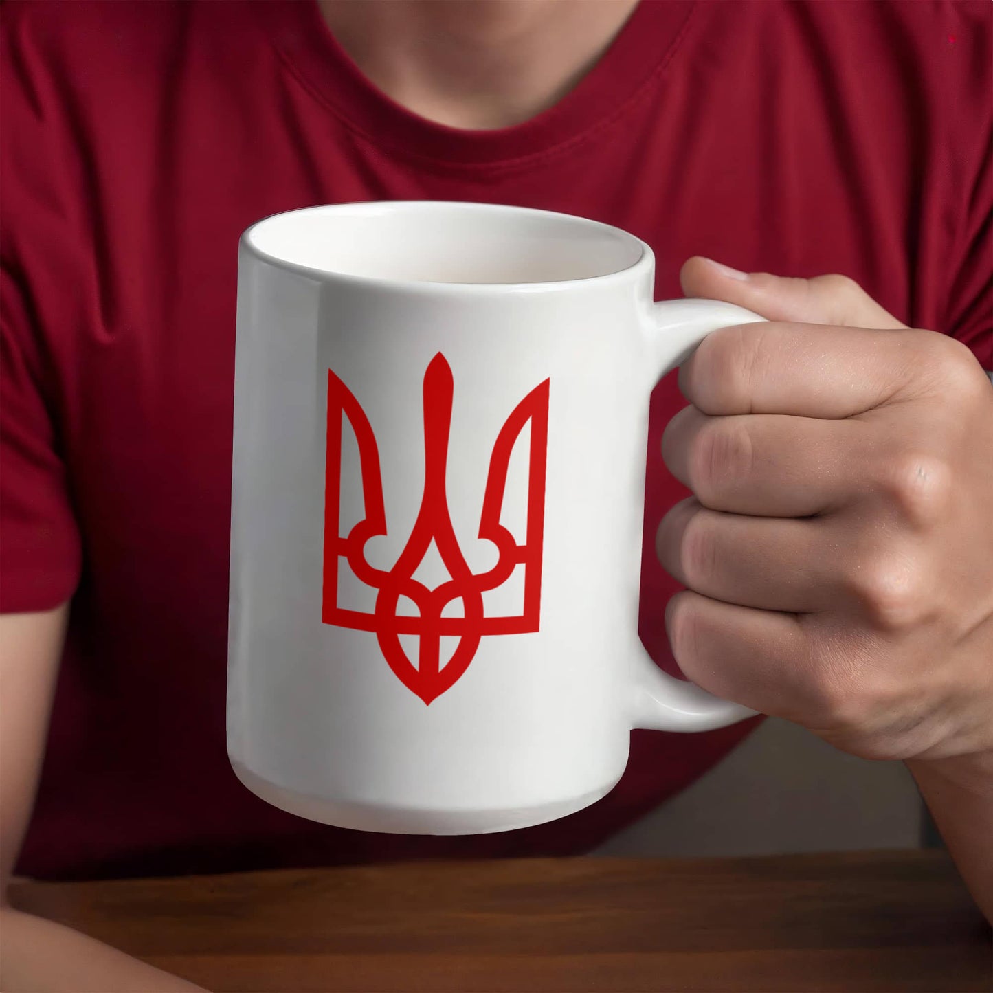 Tryzub (Red) - 15oz White Ceramic Mug