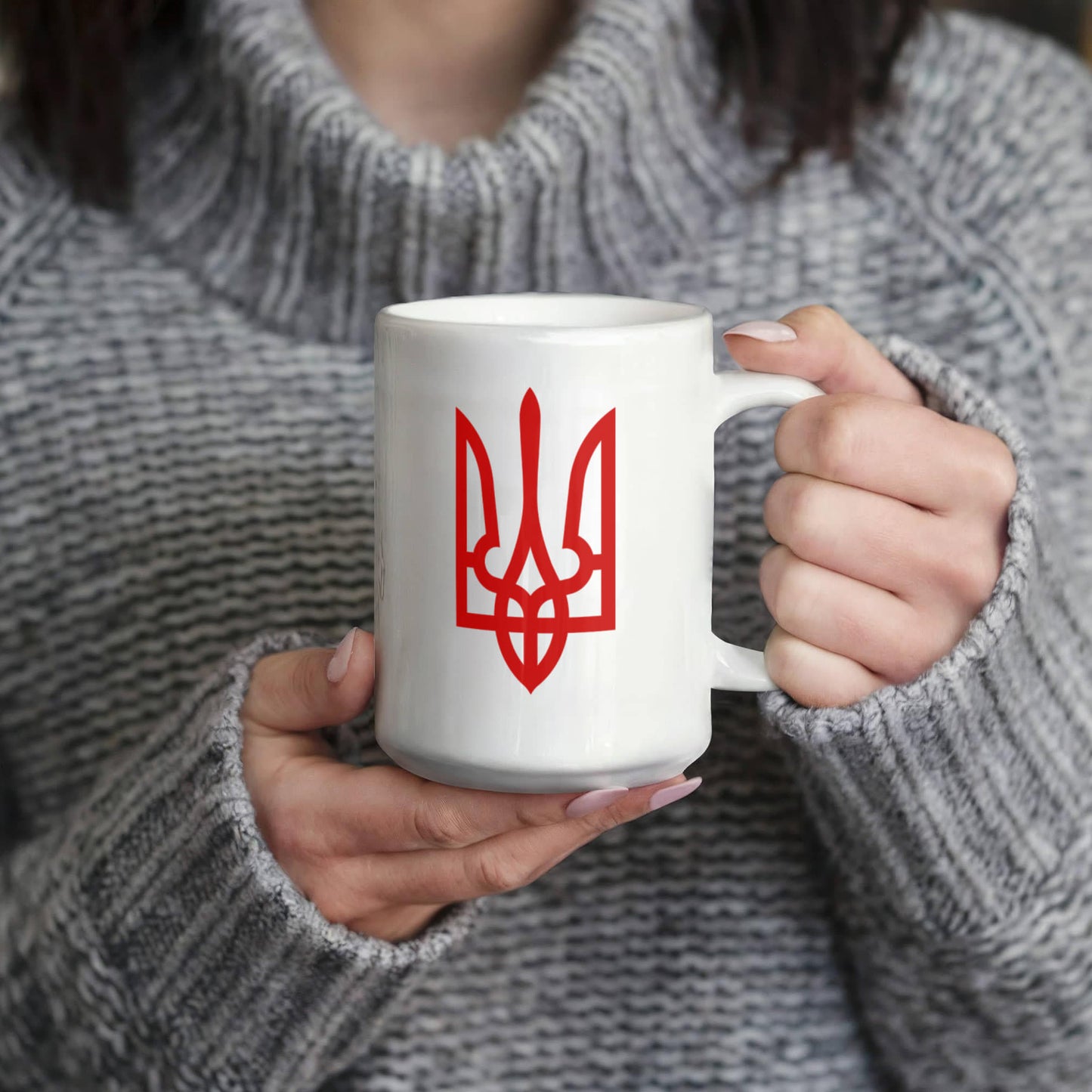 Tryzub (Red) - 15oz White Ceramic Mug