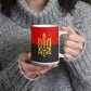Stylized Tryzub And Red-Black Flag - 15oz White Ceramic Mug