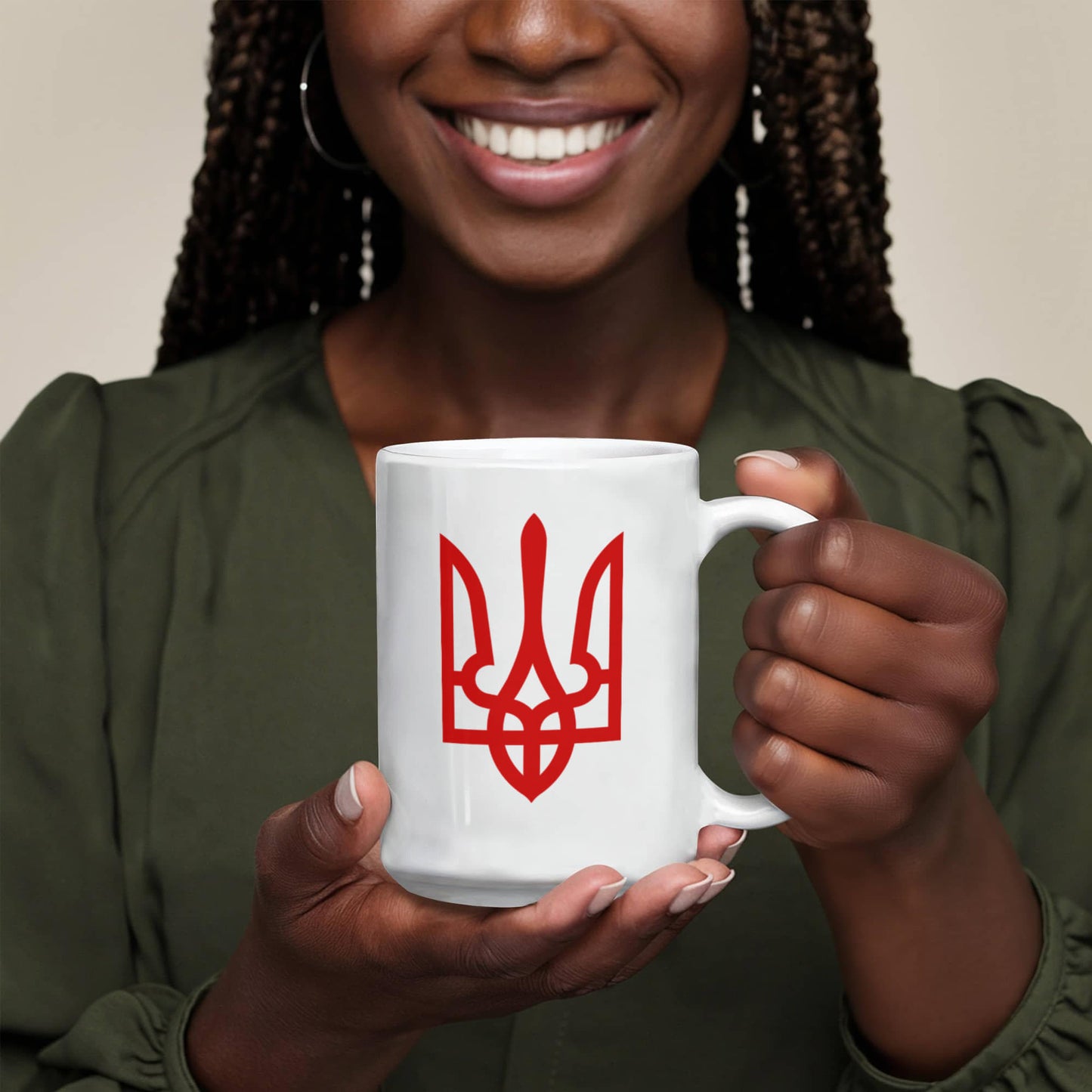 Tryzub (Red) - 15oz White Ceramic Mug