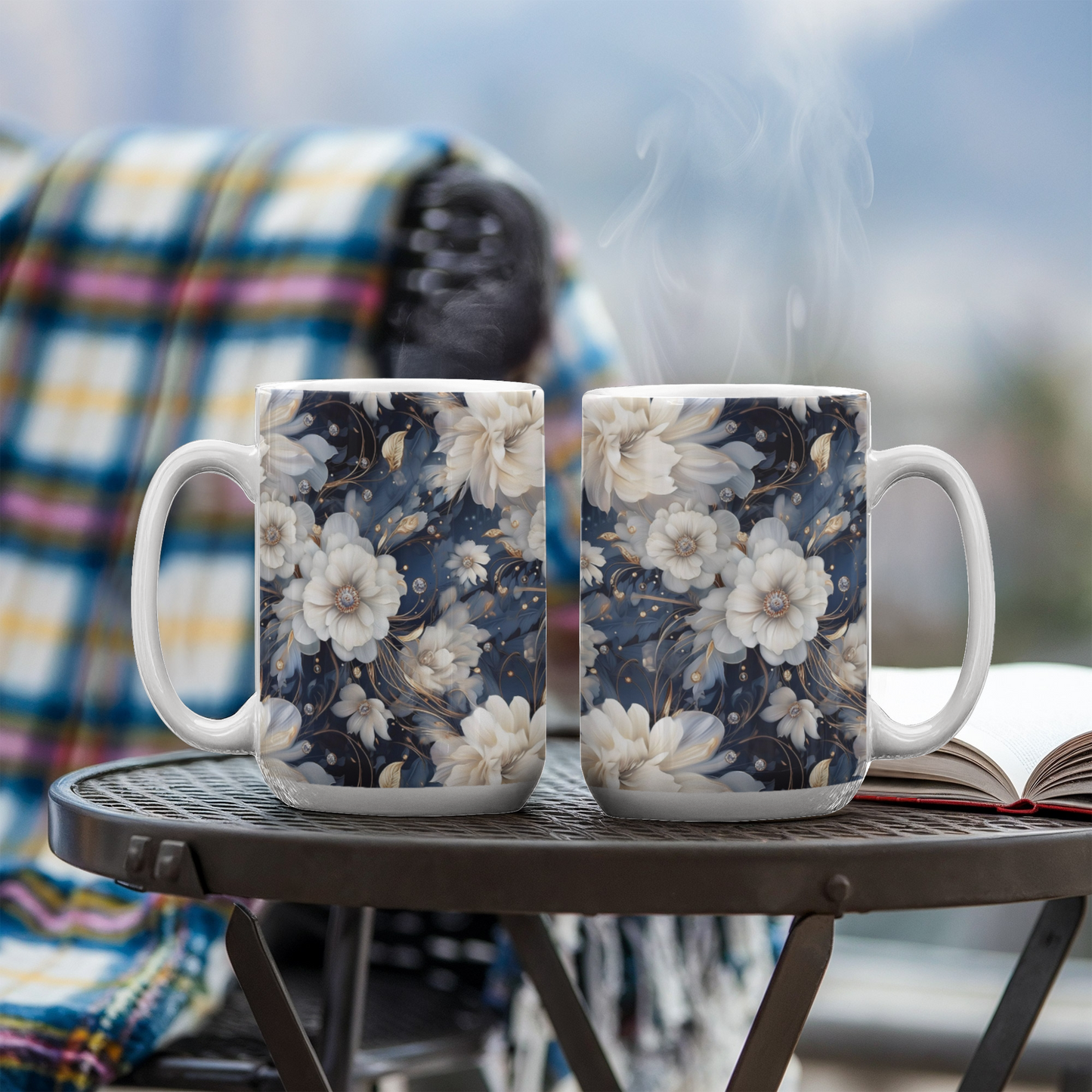 Nocturnal Bloom Pattern 002 - 15oz White Ceramic Mug