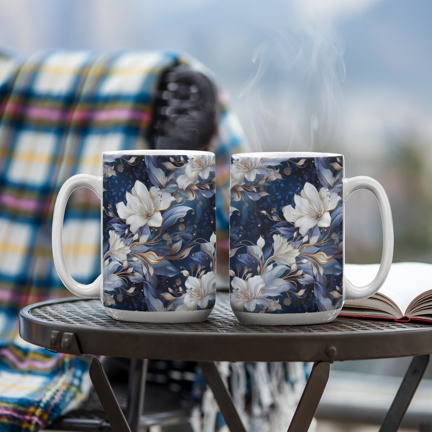 Nocturnal Bloom Pattern 005 - 15oz White Ceramic Mug