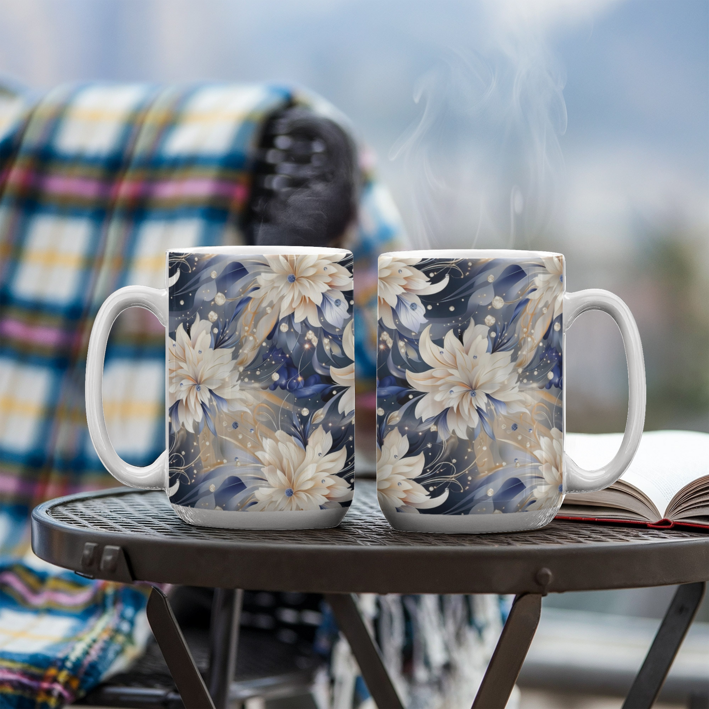 Nocturnal Bloom Pattern 003 - 15oz White Ceramic Mug