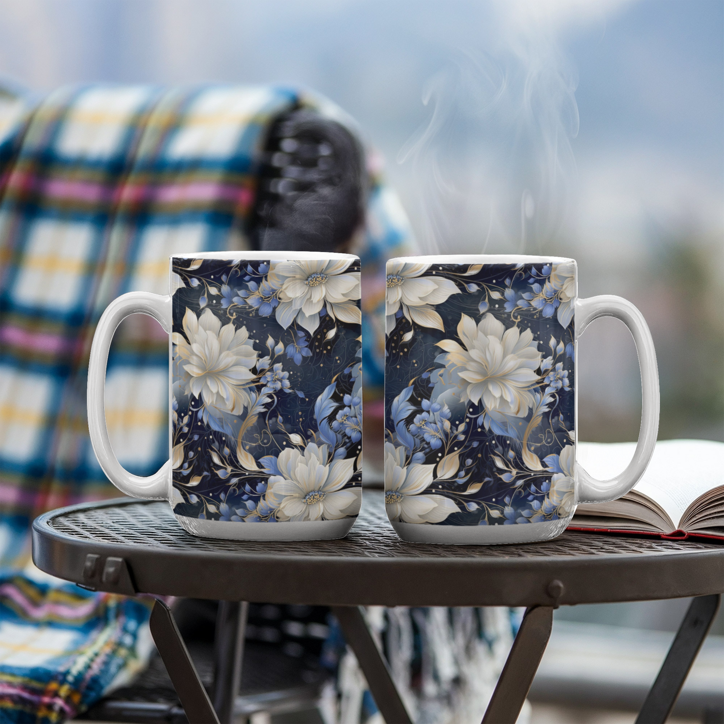 Nocturnal Bloom Pattern 008 - 15oz White Ceramic Mug