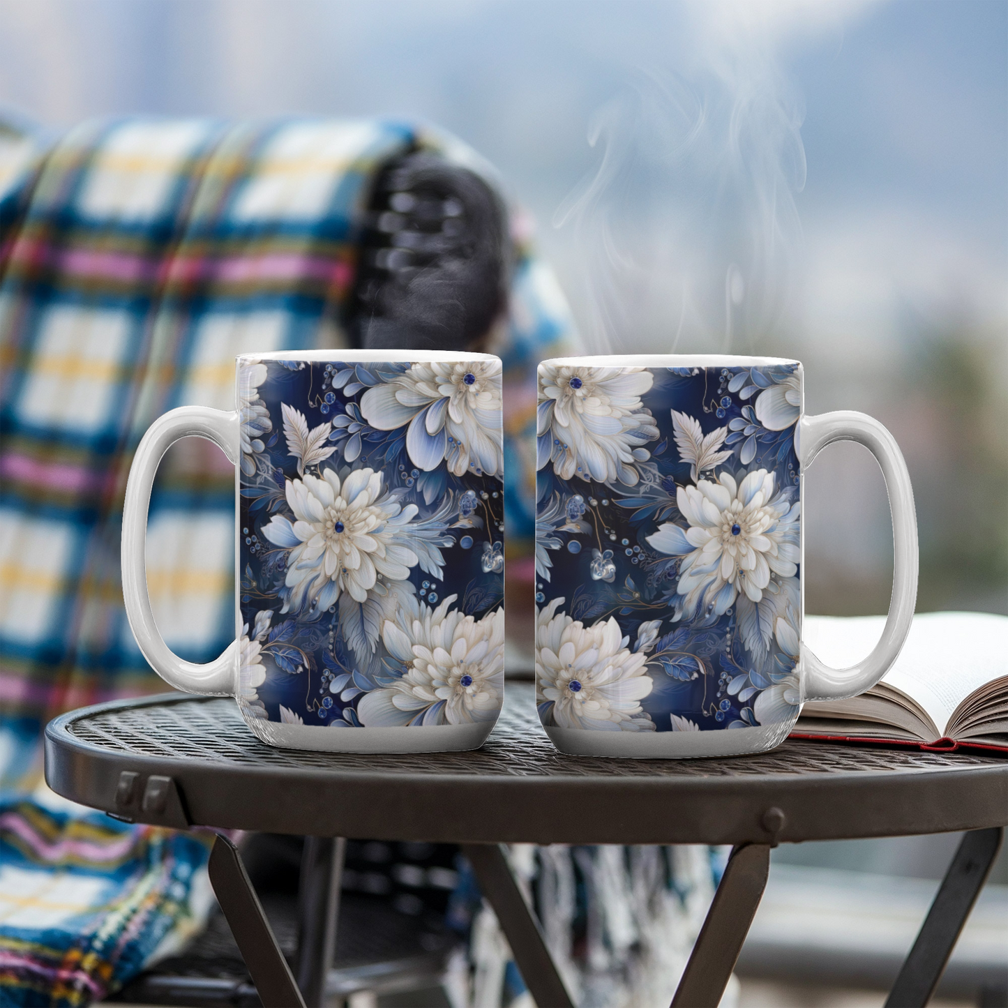 Nocturnal Bloom Pattern 009 - 15oz White Ceramic Mug