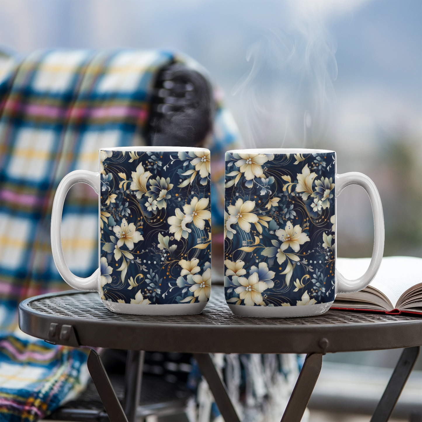 Nocturnal Bloom Pattern 006 - 15oz White Ceramic Mug