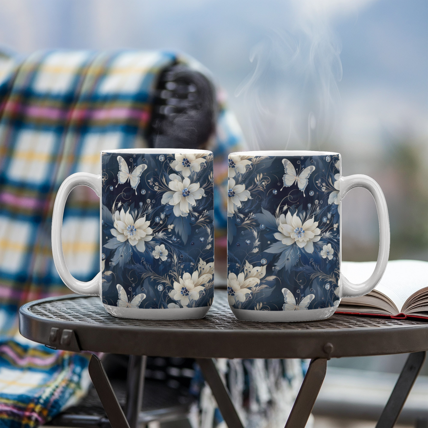 Nocturnal Bloom Pattern 004 - 15oz White Ceramic Mug