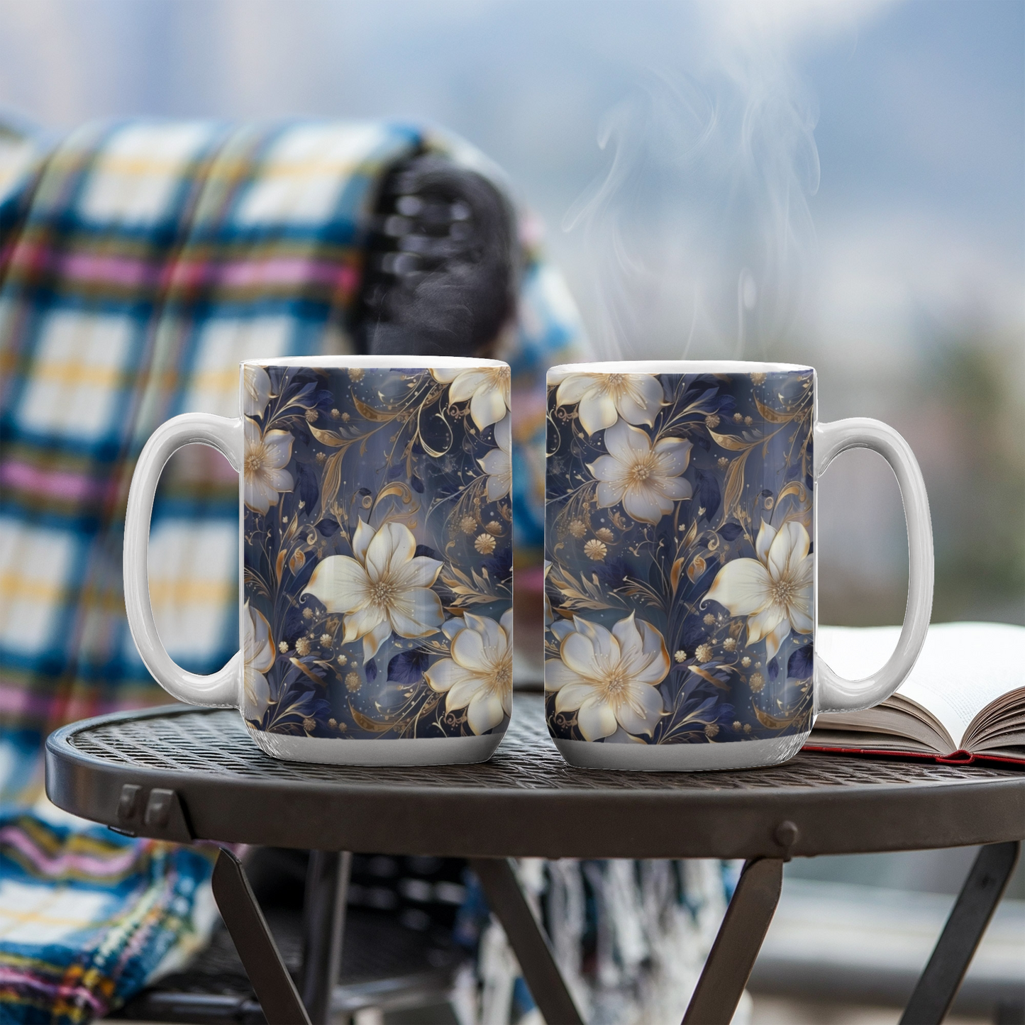 Nocturnal Bloom Pattern 010 - 15oz White Ceramic Mug